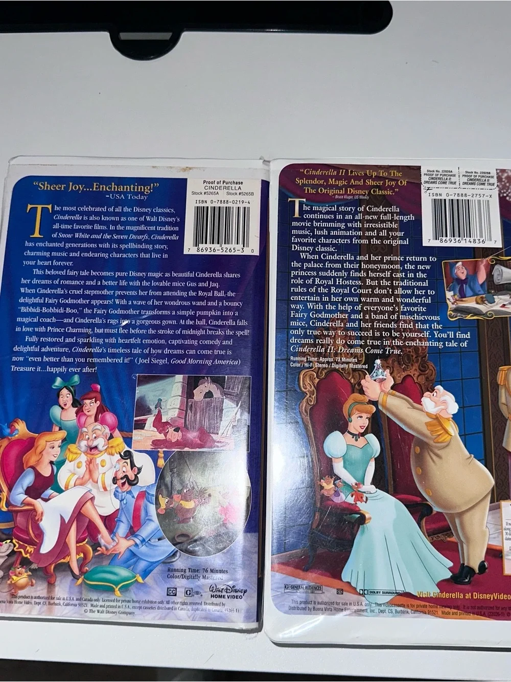 Walt Disney Cinderella & Cinderella II Masterpiece Collection VHS